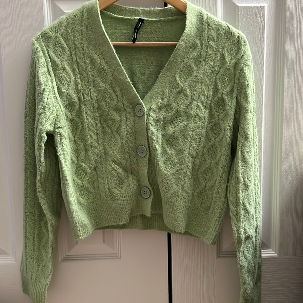 Asyou Asos mint green cable cardigan us 2 nwot